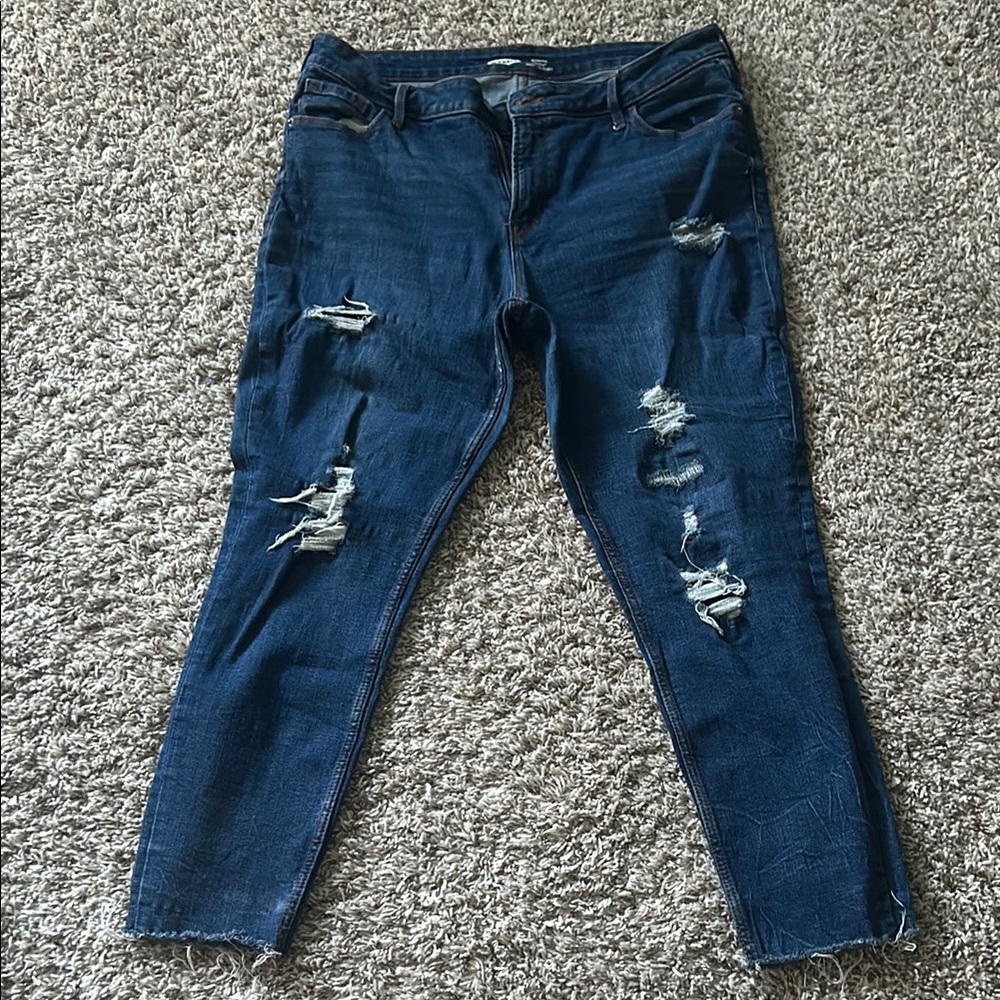 Old Navy Blue Skinny Distressed Denim